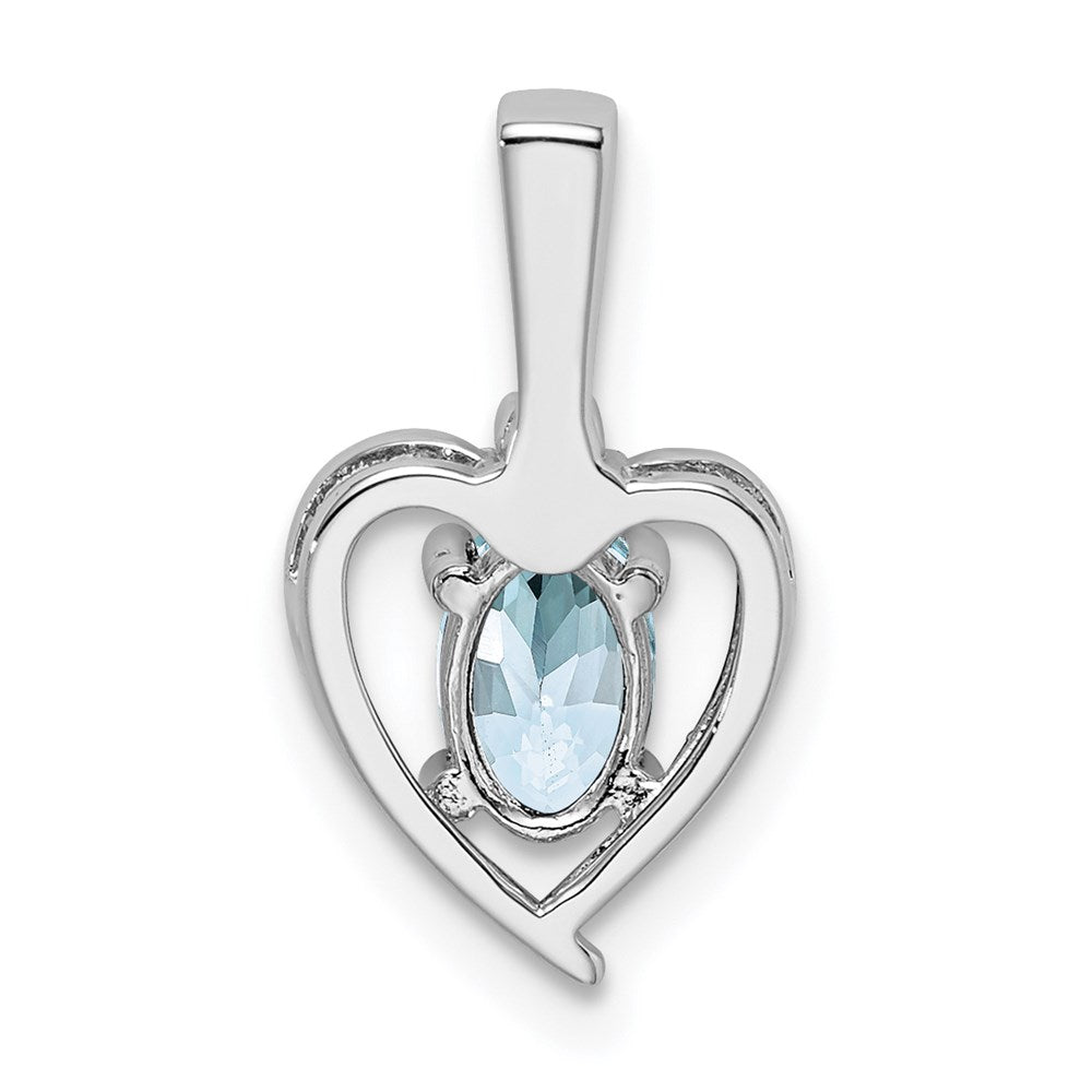 Sterlingsilber Rhodiniert Aquamarin & Diamant. Anhänger