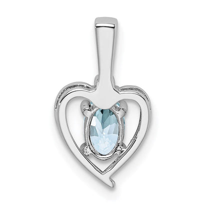 Sterlingsilber Rhodiniert Aquamarin & Diamant. Anhänger