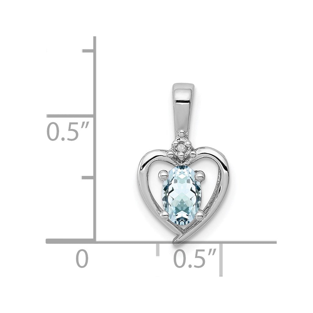Sterlingsilber Rhodiniert Aquamarin & Diamant. Anhänger