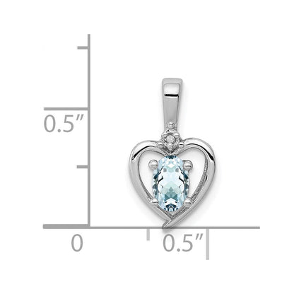 Sterlingsilber Rhodiniert Aquamarin & Diamant. Anhänger