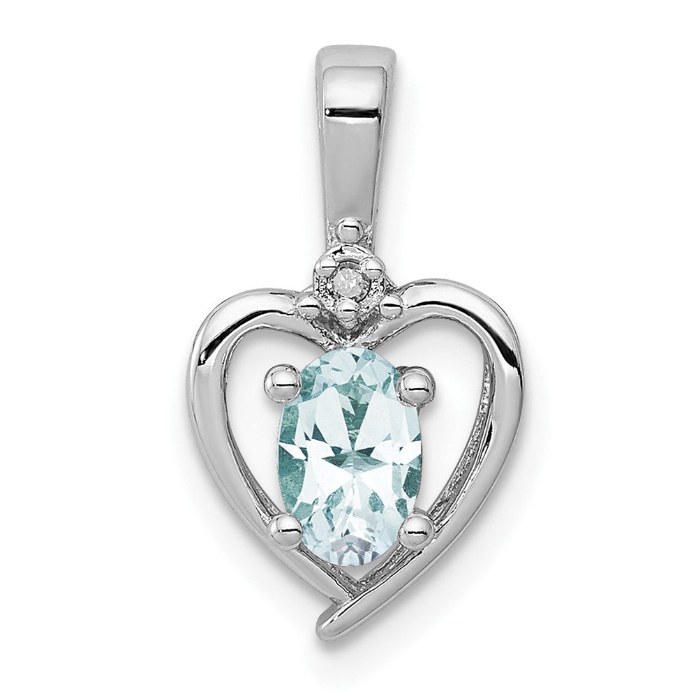Sterlingsilber Rhodiniert Aquamarin & Diamant. Anhänger