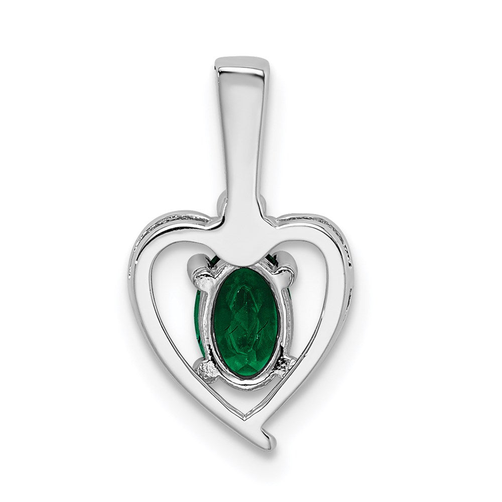 Sterlingsilber Rhodiniert Erzeugt Smaragd & Diamant. Anhänger