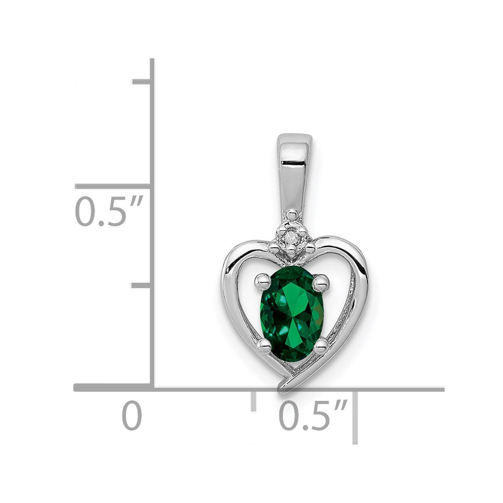 Sterlingsilber Rhodiniert Erzeugt Smaragd & Diamant. Anhänger