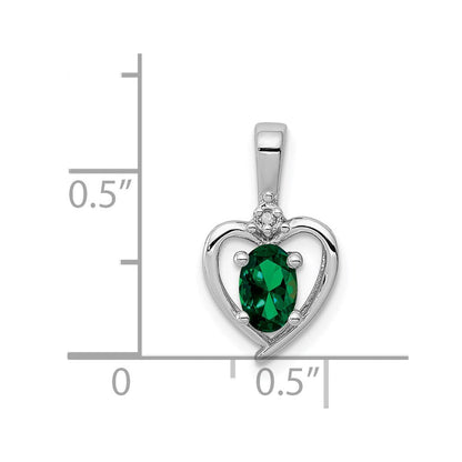 Sterlingsilber Rhodiniert Erzeugt Smaragd & Diamant. Anhänger