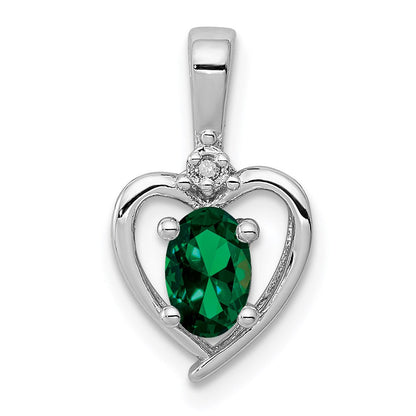 Sterlingsilber Rhodiniert Erzeugt Smaragd & Diamant. Anhänger