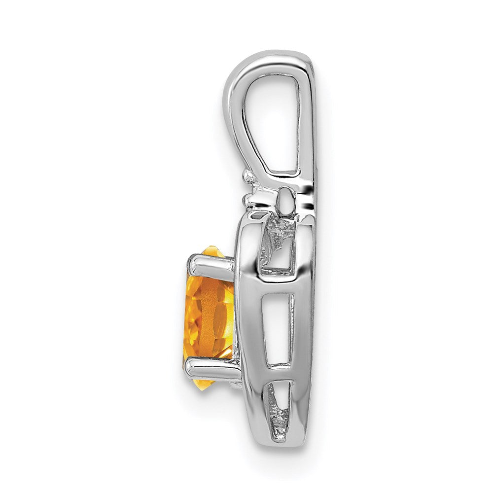 Sterlingsilber Rhodiniert Citrin & Diamant. Anhänger