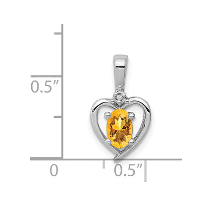 Sterlingsilber Rhodiniert Citrin & Diamant. Anhänger