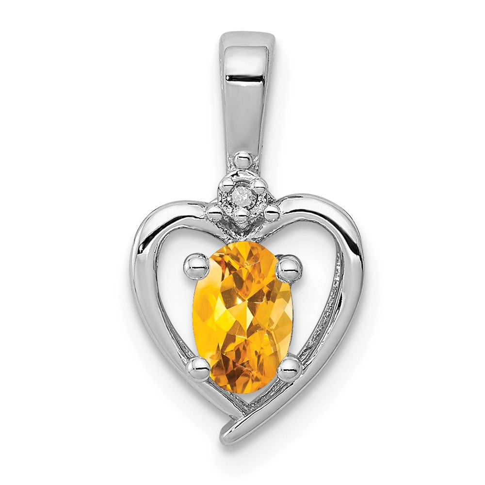Sterlingsilber Rhodiniert Citrin & Diamant. Anhänger