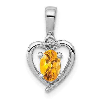 Sterlingsilber Rhodiniert Citrin & Diamant. Anhänger