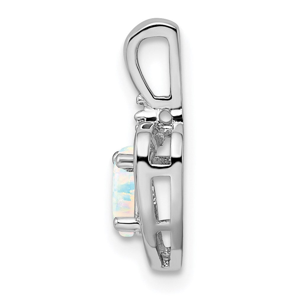 Sterlingsilber Rhodiniert Erzeugt Opal & Diamant. Anhänger