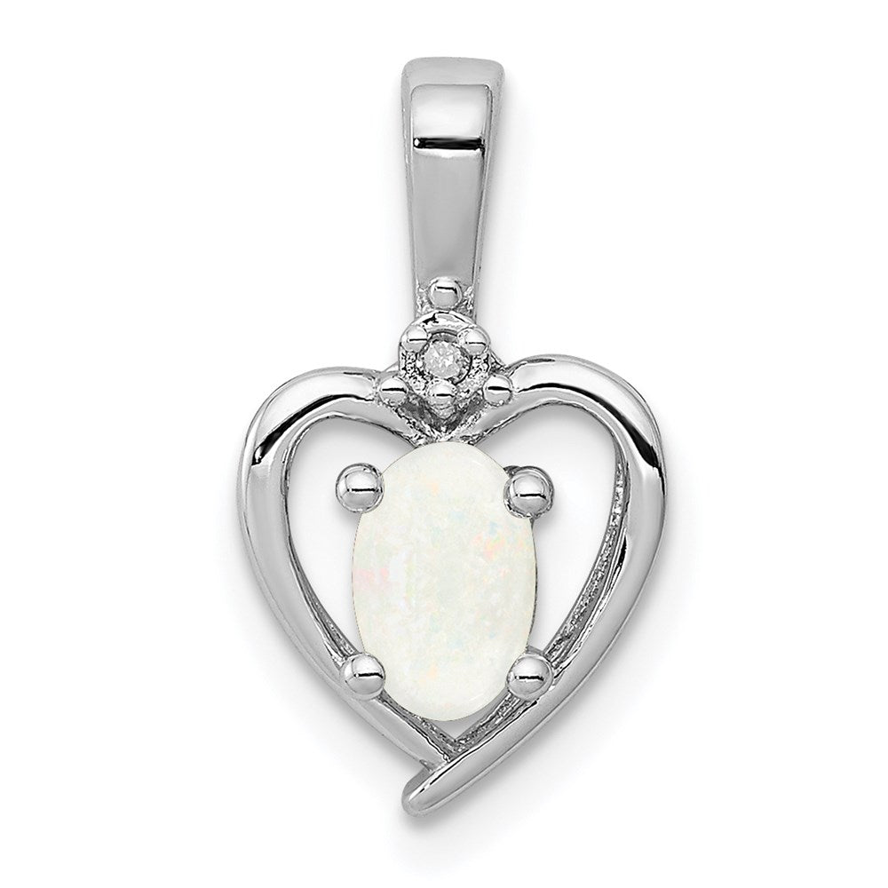 Sterlingsilber Rhodiniert Erzeugt Opal & Diamant. Anhänger
