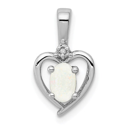 Sterlingsilber Rhodiniert Erzeugt Opal & Diamant. Anhänger