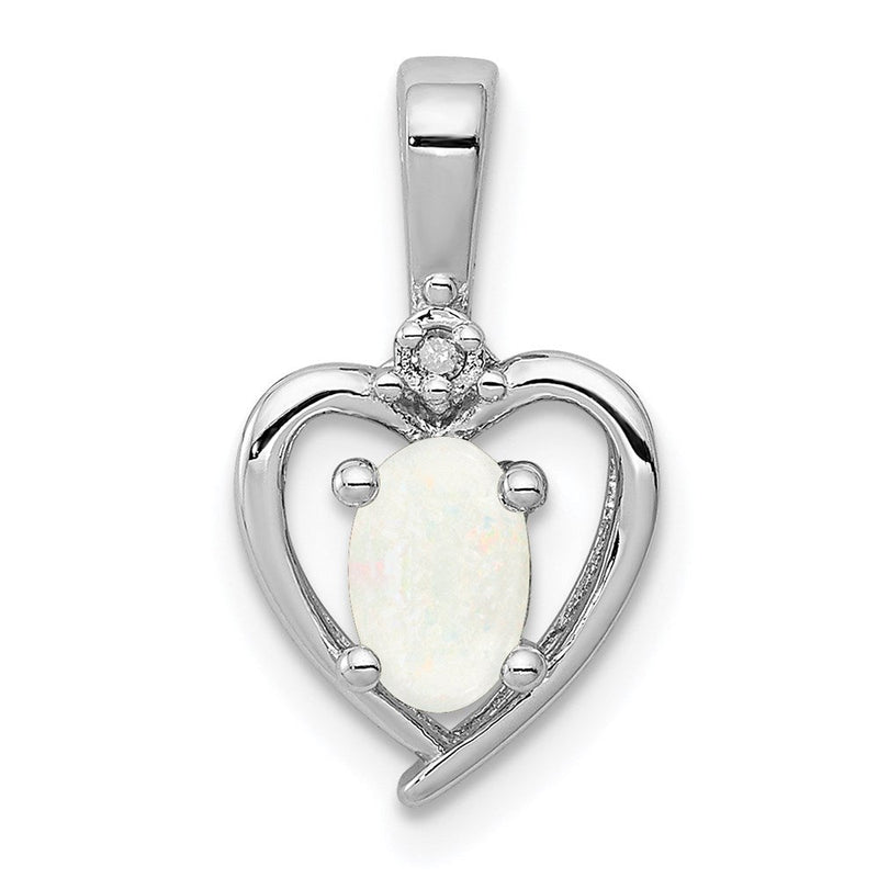 Sterlingsilber Rhodiniert Erzeugt Opal & Diamant. Anhänger