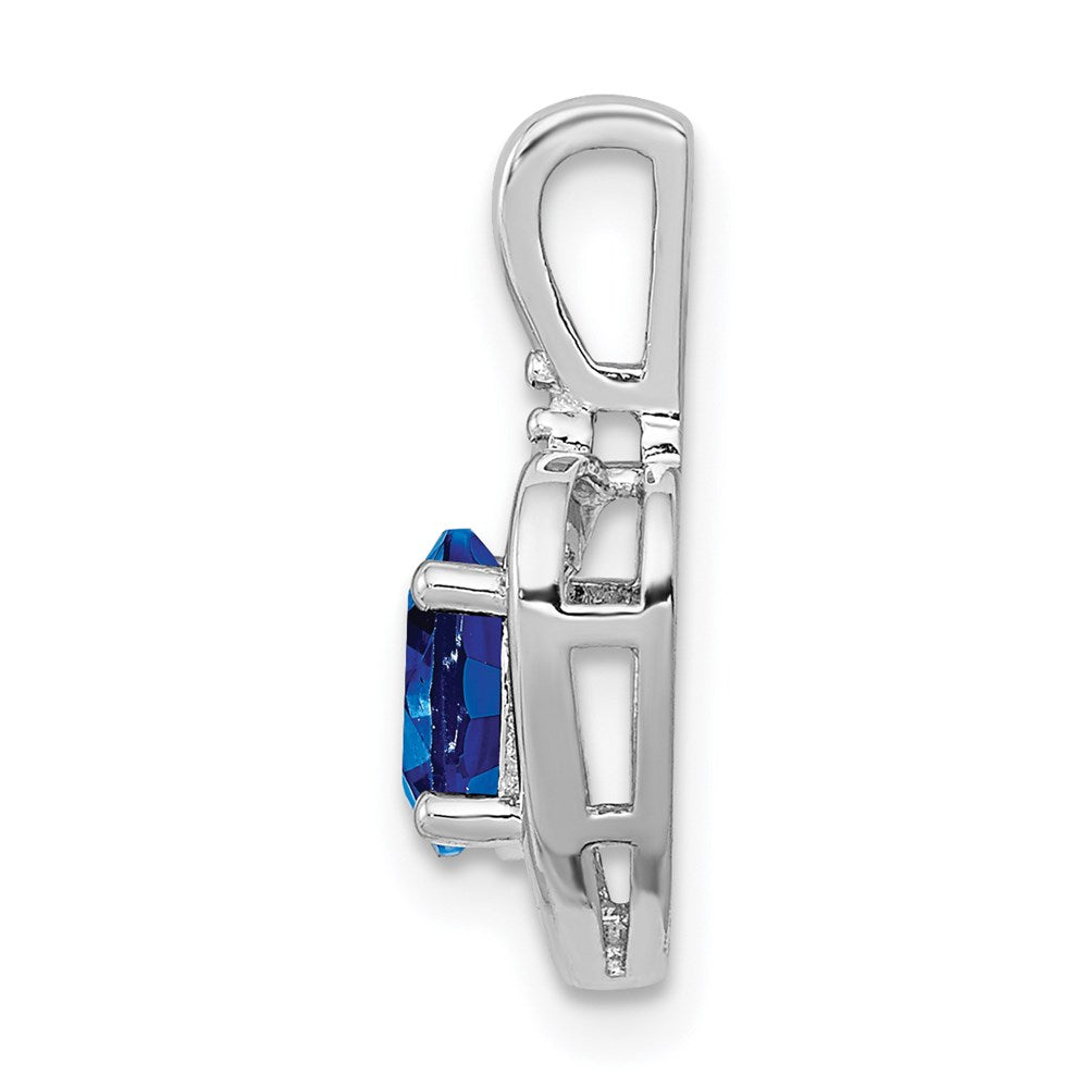 Sterlingsilber Rhodiniert Erzeugt Saphir & Diamant. Anhänger