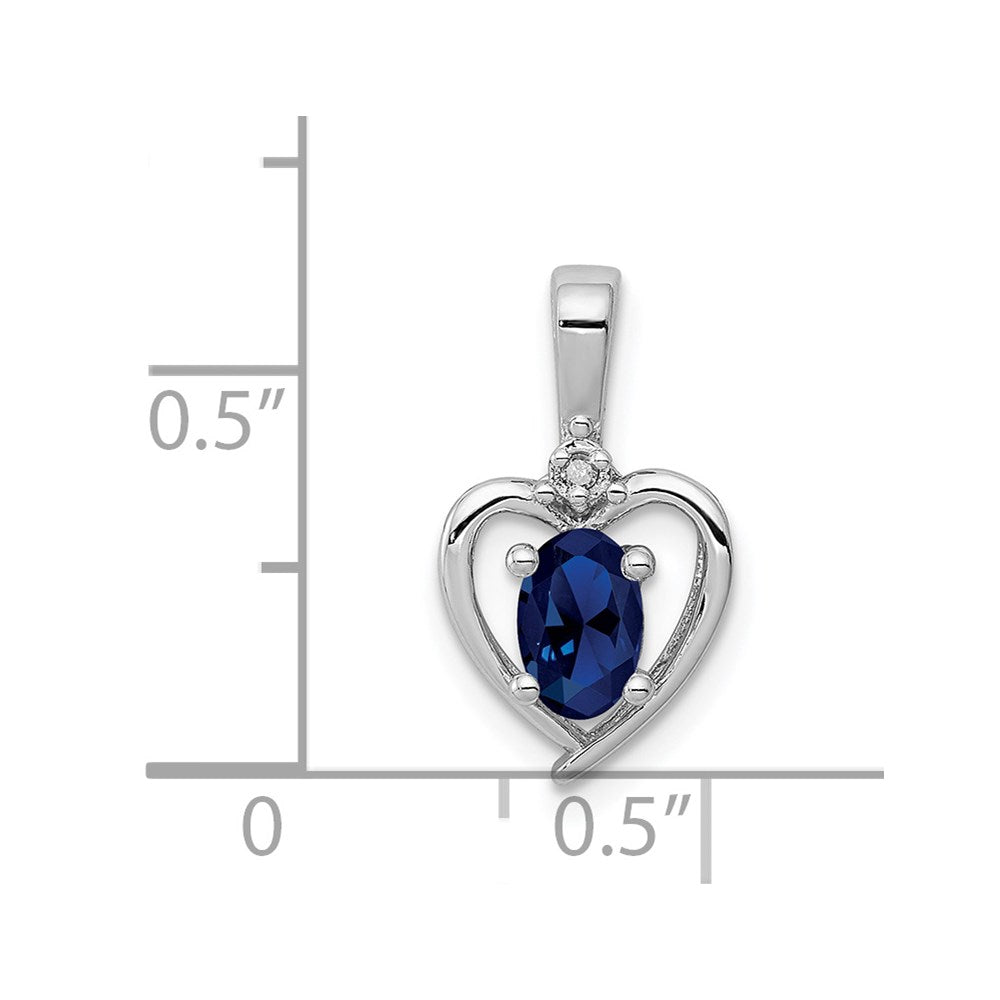 Sterlingsilber Rhodiniert Erzeugt Saphir & Diamant. Anhänger