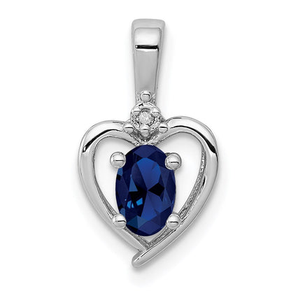 Sterlingsilber Rhodiniert Erzeugt Saphir & Diamant. Anhänger