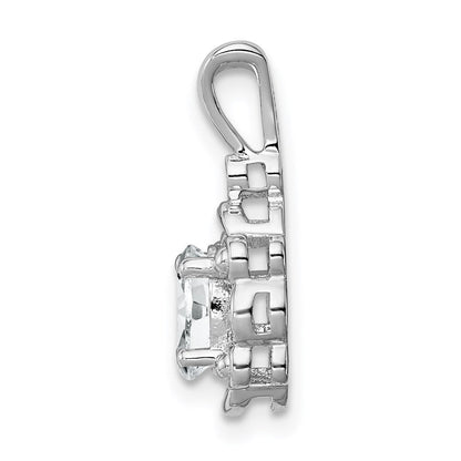 Sterlingsilber Rhodiniert Weiß Topas & Diamant. Anhänger