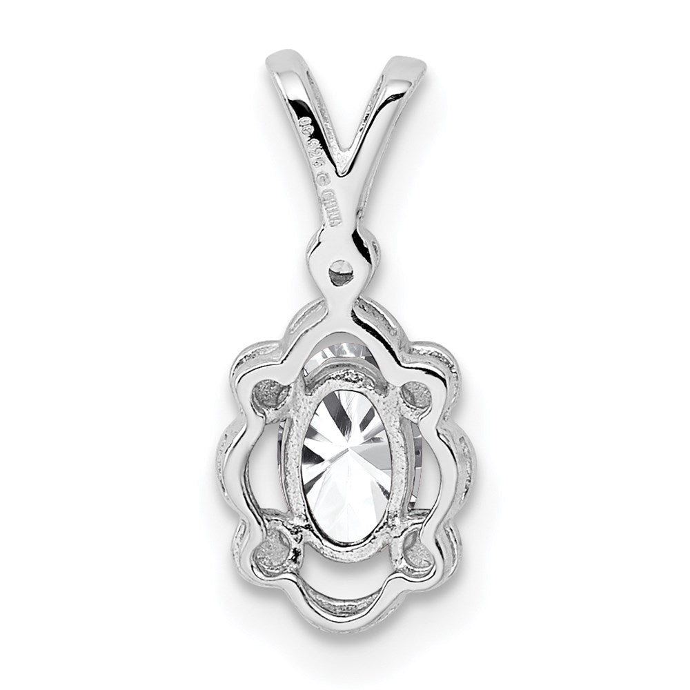 Sterlingsilber Rhodiniert Weiß Topas & Diamant. Anhänger