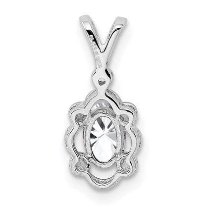 Sterlingsilber Rhodiniert Weiß Topas & Diamant. Anhänger