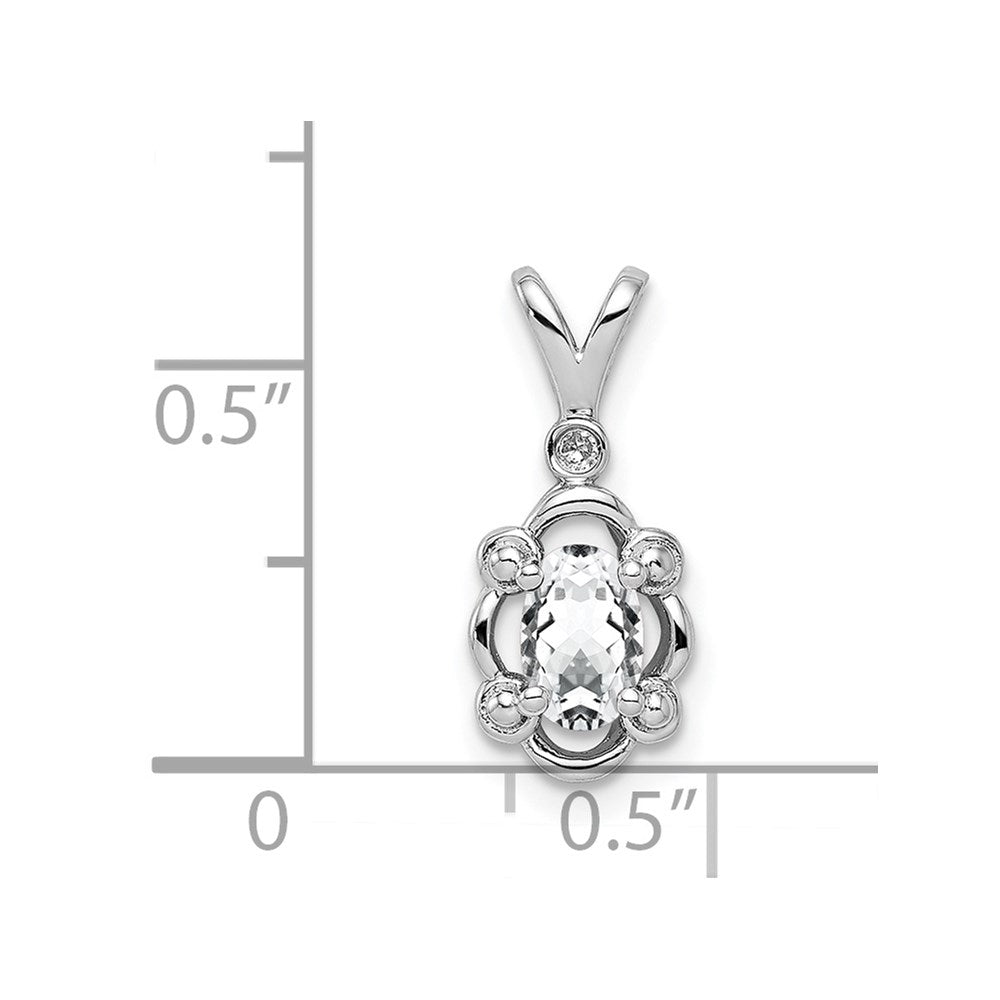 Sterlingsilber Rhodiniert Weiß Topas & Diamant. Anhänger