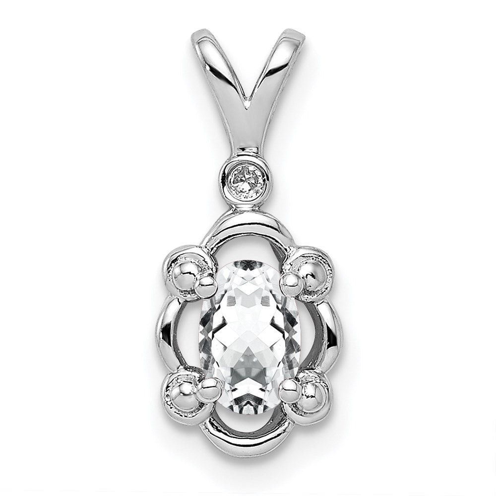 Sterlingsilber Rhodiniert Weiß Topas & Diamant. Anhänger