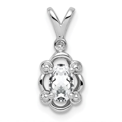 Sterlingsilber Rhodiniert Weiß Topas & Diamant. Anhänger