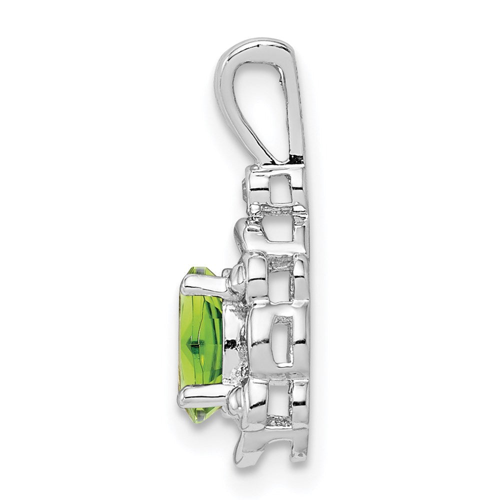 Sterlingsilber Rhodiniert Peridot & Diamant. Anhänger