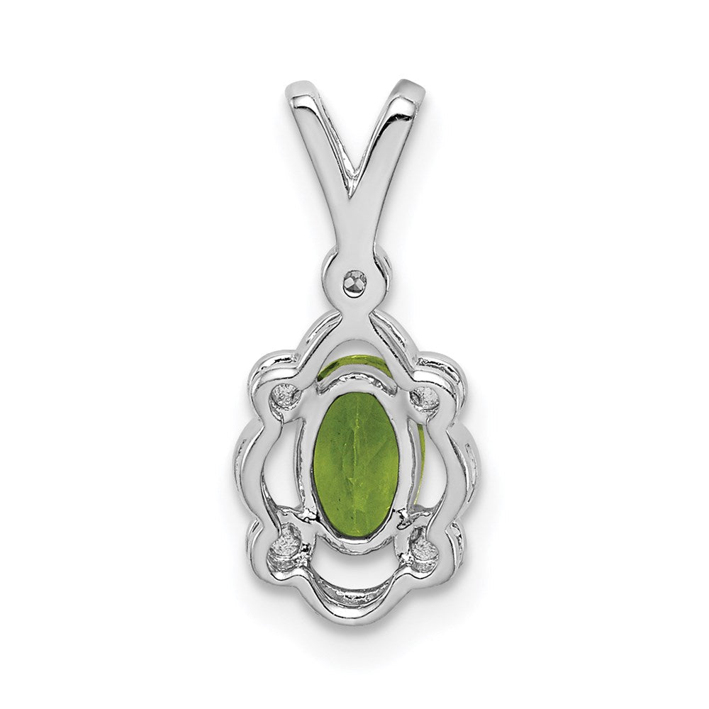 Sterlingsilber Rhodiniert Peridot & Diamant. Anhänger
