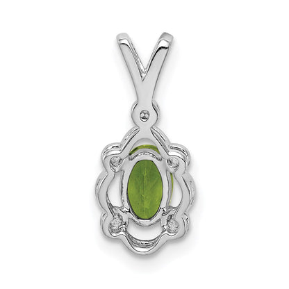 Sterlingsilber Rhodiniert Peridot & Diamant. Anhänger