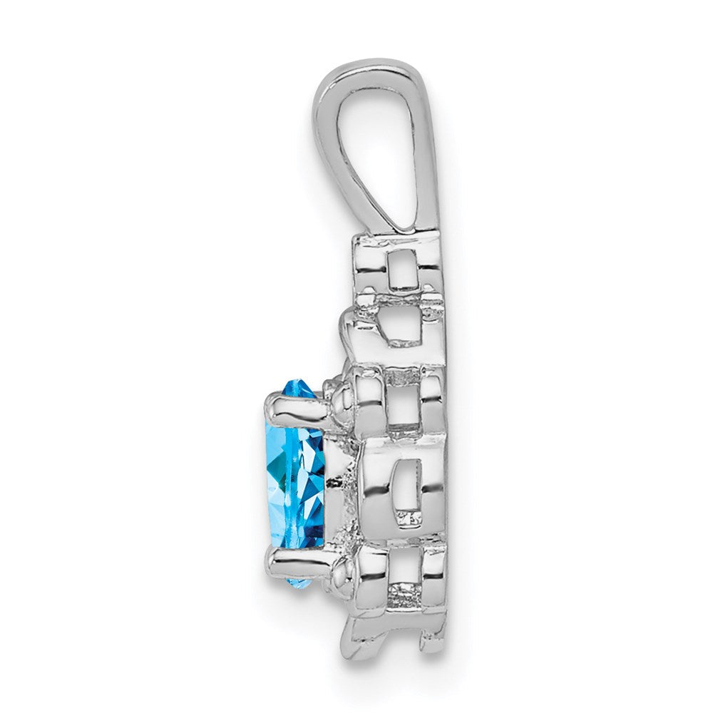 Sterlingsilber Rhodiniert Licht Schweizer Blautopas & Diamant. Anhänger
