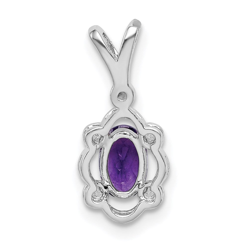 Sterlingsilber Rhodiniert Amethyst & Diamant. Anhänger