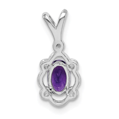Sterlingsilber Rhodiniert Amethyst & Diamant. Anhänger
