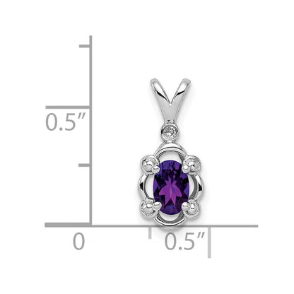 Sterlingsilber Rhodiniert Amethyst & Diamant. Anhänger