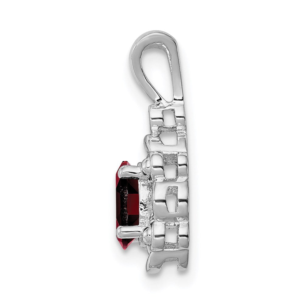 Sterlingsilber Rhodiniert Granat & Diamant. Anhänger