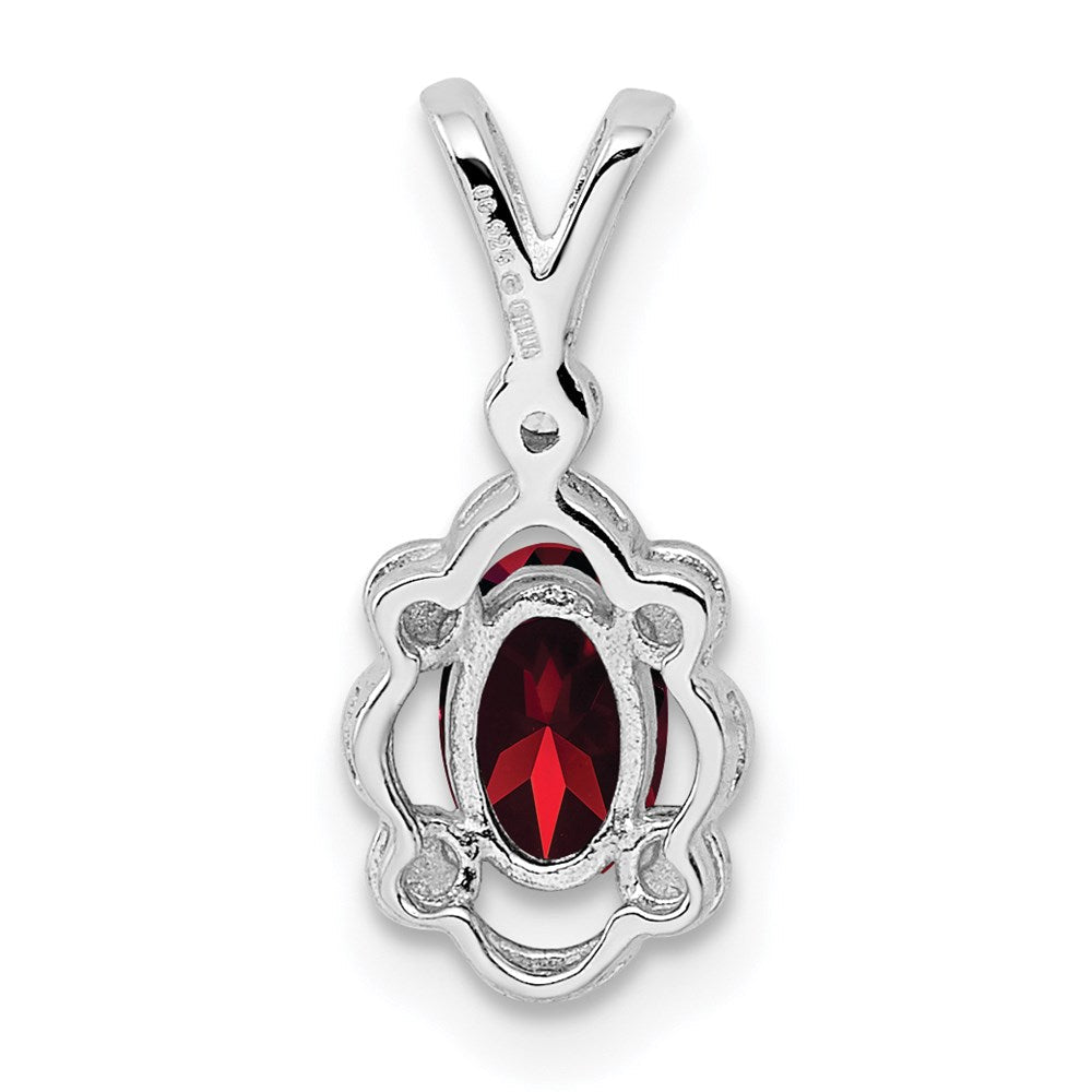Sterlingsilber Rhodiniert Granat & Diamant. Anhänger