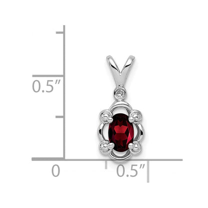 Sterlingsilber Rhodiniert Granat & Diamant. Anhänger