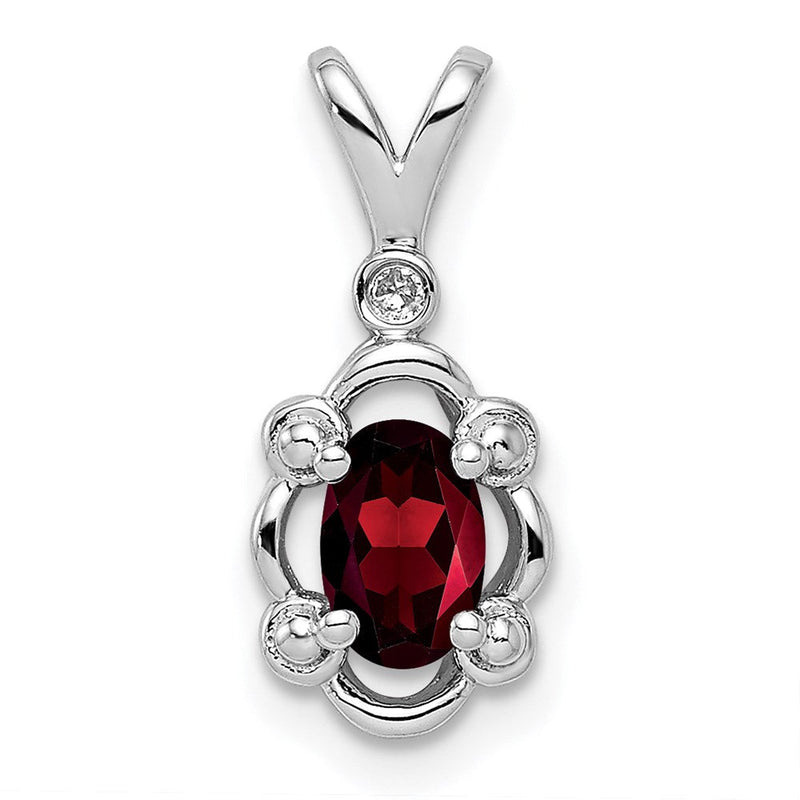 Sterlingsilber Rhodiniert Granat & Diamant. Anhänger
