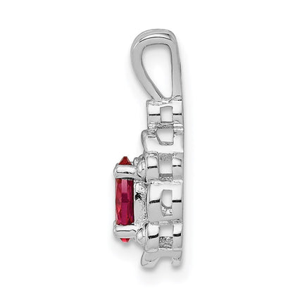 Sterlingsilber Rhodiniert Erzeugt Rubin & Diamant. Anhänger