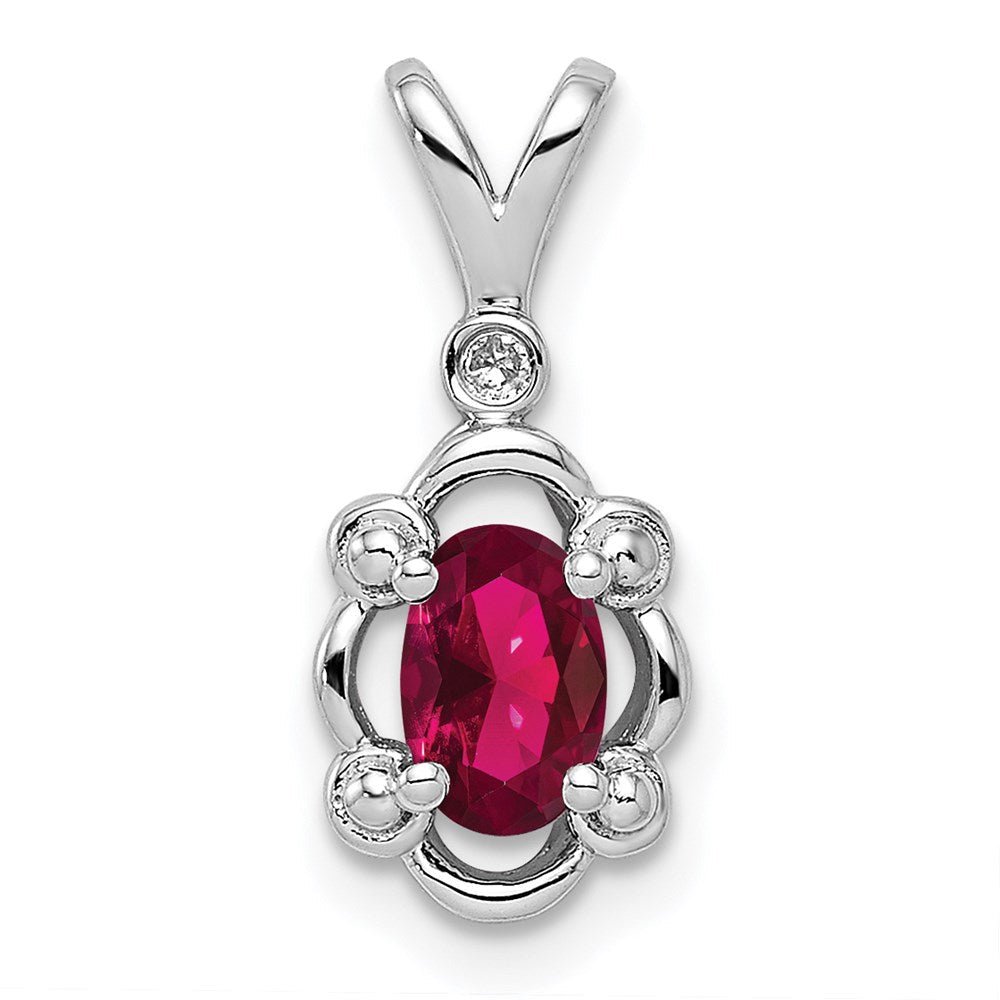 Sterlingsilber Rhodiniert Erzeugt Rubin & Diamant. Anhänger