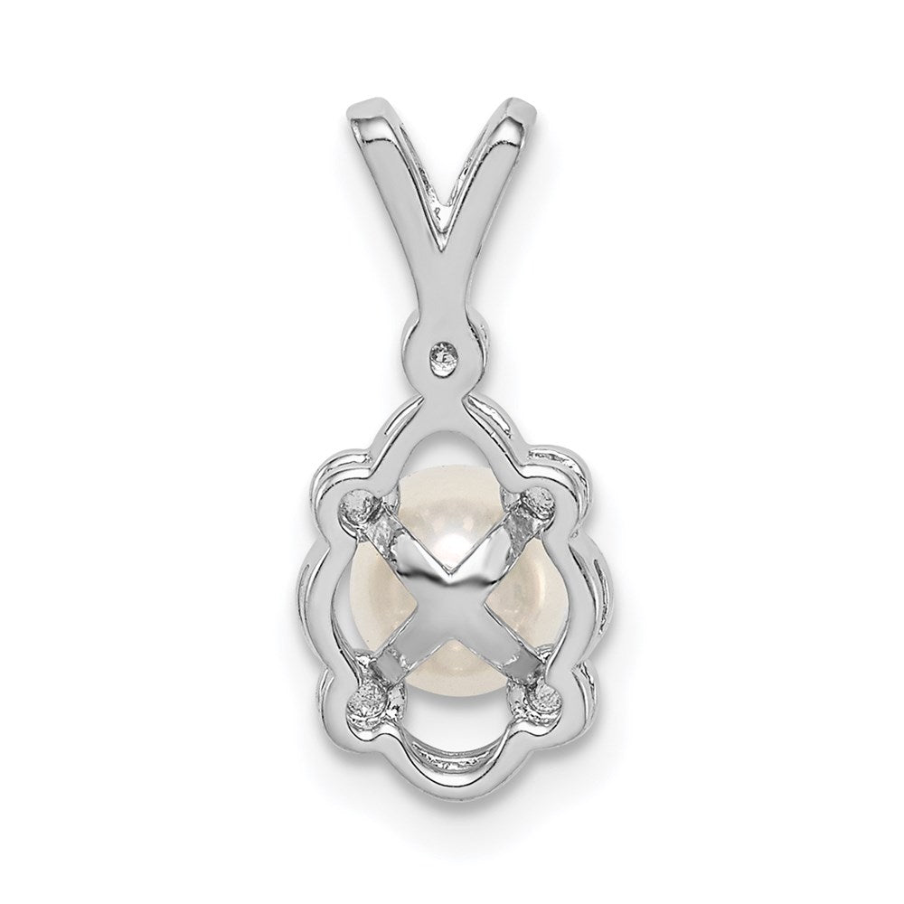 Sterlingsilber Rhodiniert Fw Zuchtperle & Diamant. Anhänger