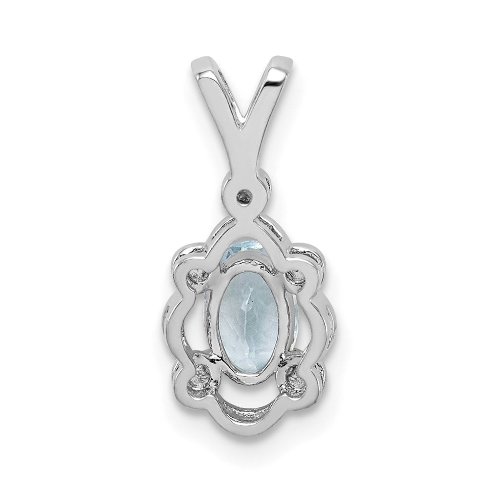 Sterlingsilber Rhodiniert Aquamarin & Diamant. Anhänger