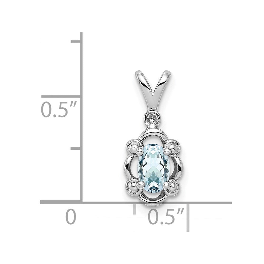 Sterlingsilber Rhodiniert Aquamarin & Diamant. Anhänger