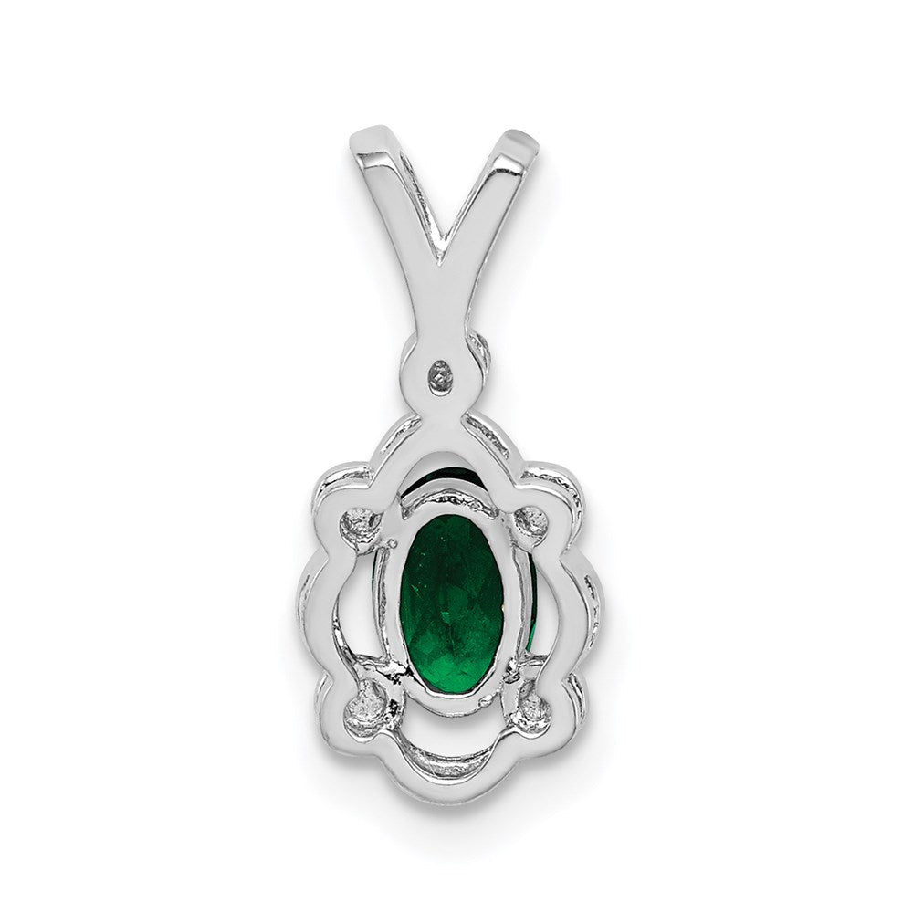 Sterlingsilber Rhodiniert Erzeugt Smaragd & Diamant. Anhänger