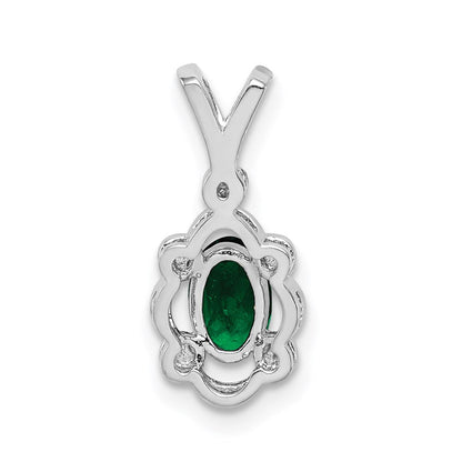 Sterlingsilber Rhodiniert Erzeugt Smaragd & Diamant. Anhänger