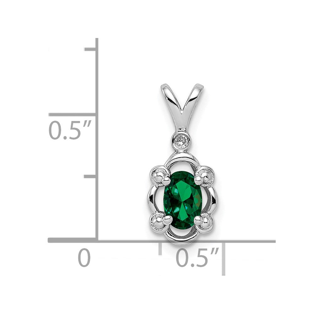 Sterlingsilber Rhodiniert Erzeugt Smaragd & Diamant. Anhänger