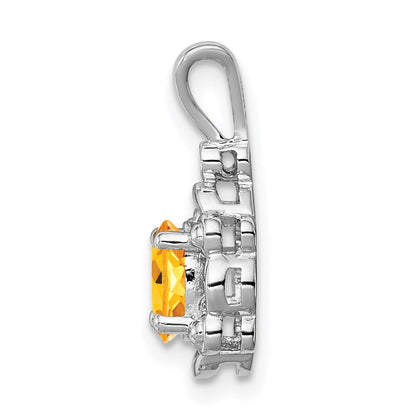 Sterlingsilber Rhodiniert Citrin & Diamant. Anhänger