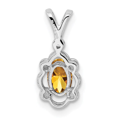 Sterlingsilber Rhodiniert Citrin & Diamant. Anhänger