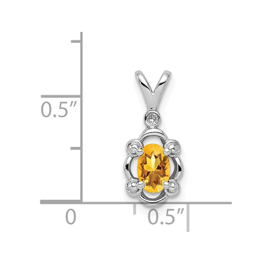 Sterlingsilber Rhodiniert Citrin & Diamant. Anhänger