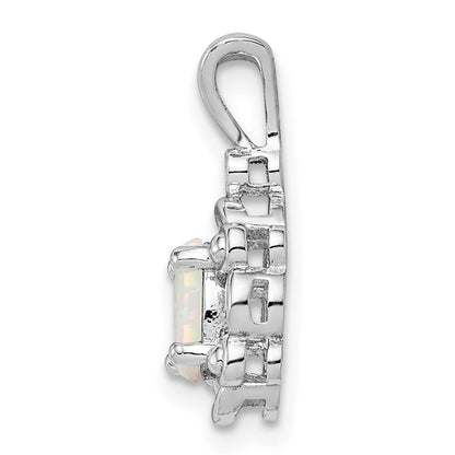 Sterlingsilber Rhodiniert Erzeugt Opal & Diamant. Anhänger