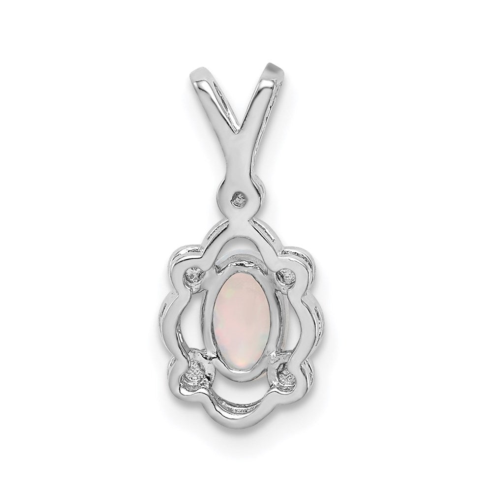 Sterlingsilber Rhodiniert Erzeugt Opal & Diamant. Anhänger